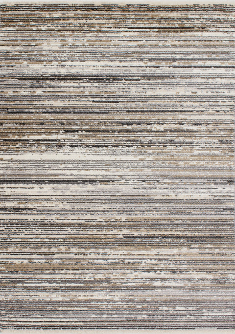 Calabar Grey Beige White Banded Blend Rug by Kalora Interiors