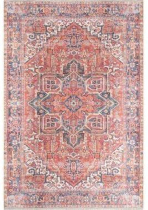 Aura Washable Spill Proof Red Multi Area Rug by Viana