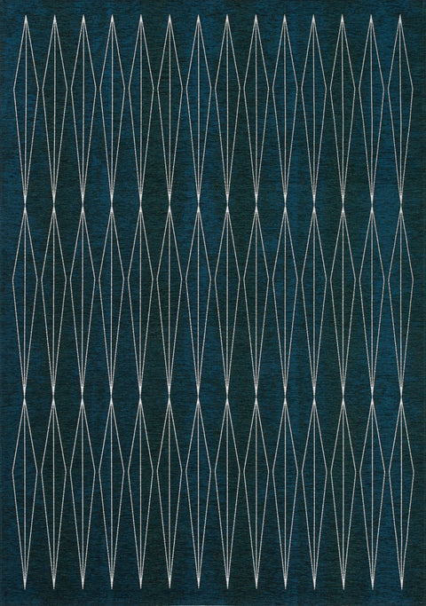 Cathedral Teal Cream Slender Diamonds Rug by Kalora Interiors