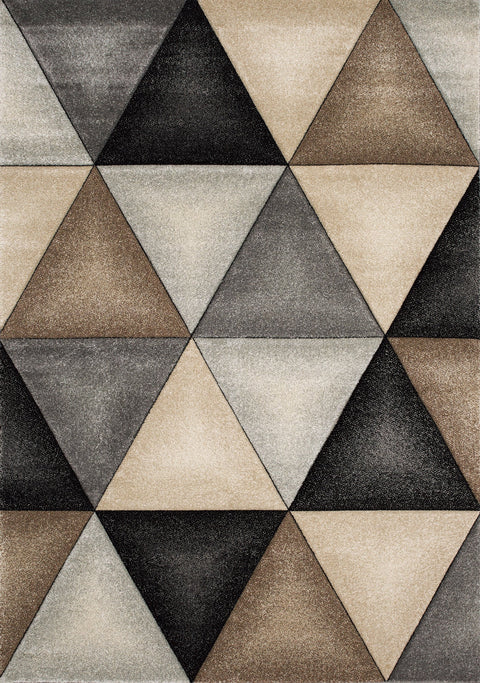 Freemont Grey Beige Brown Triangles Rug by Kalora Interiors