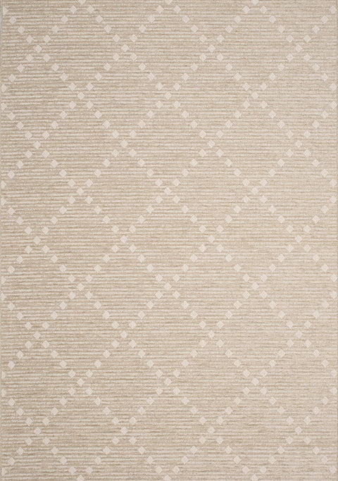Vista Beige Cream Dot Trellis Indoor/Outdoor Rug by Kalora Interiors
