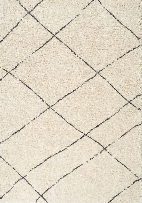 Maroq Cream Grey Uneven Trellis Rug by Kalora Interiors