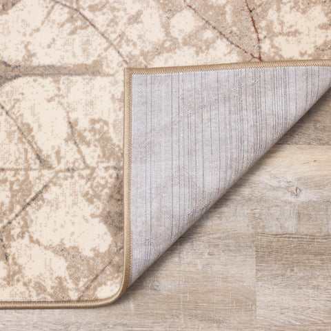 Abbey Cream Taupe Leaf Rug by Kalora Interiors