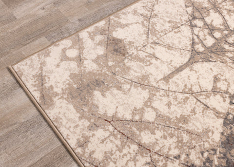 Abbey Cream Taupe Leaf Rug by Kalora Interiors