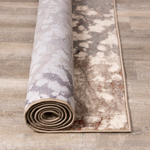 Abbey Cream Taupe Leaf Rug by Kalora Interiors