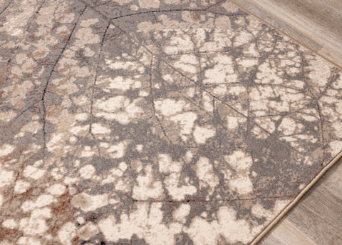 Abbey Cream Taupe Leaf Rug by Kalora Interiors