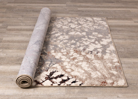 Abbey Cream Taupe Leaf Rug by Kalora Interiors