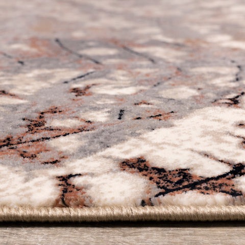 Abbey Cream Taupe Leaf Rug by Kalora Interiors