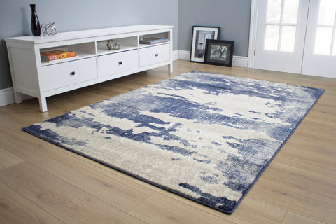 Alida Blue Cream Distressed Rug by Kalora Interiors
