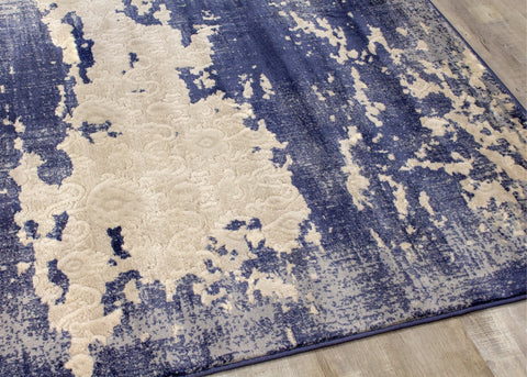 Alida Blue Cream Distressed Rug by Kalora Interiors