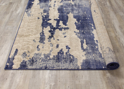 Alida Blue Cream Distressed Rug by Kalora Interiors