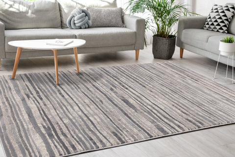 Alida Grey Distressed Striped Rug by Kalora Interiors