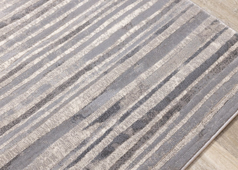 Alida Grey Distressed Striped Rug by Kalora Interiors