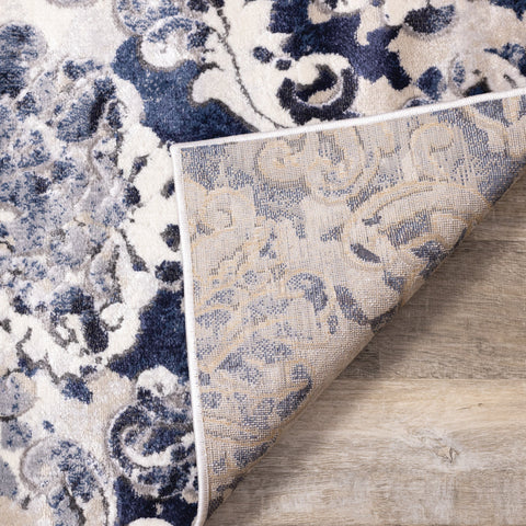 Alida Grey Blue Damask Rug by Kalora Interiors