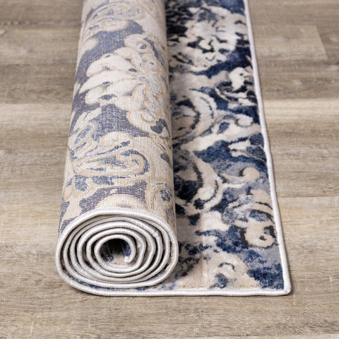 Alida Grey Blue Damask Rug by Kalora Interiors