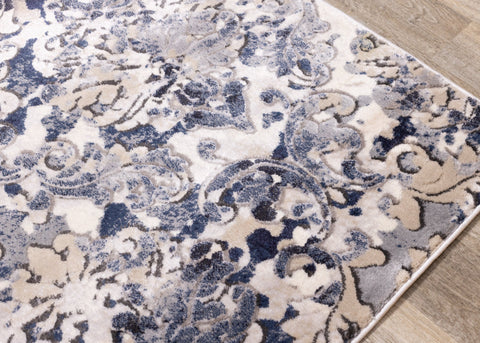 Alida Grey Blue Damask Rug by Kalora Interiors