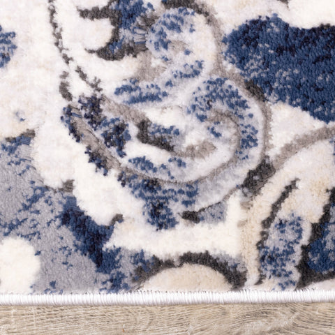 Alida Grey Blue Damask Rug by Kalora Interiors