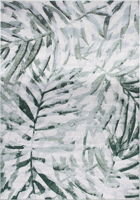 Antika Green Palm Leaf Area Rug by Kalora Interiors