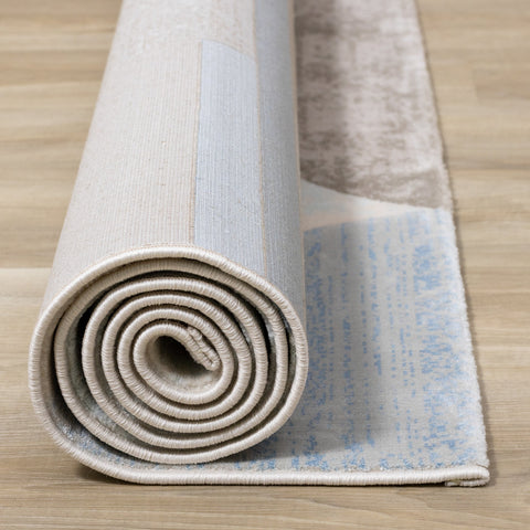 Belle Blue Grey Cream Shape Shifting Rug by Kalora Interiors