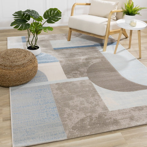 Belle Blue Grey Cream Shape Shifting Rug by Kalora Interiors