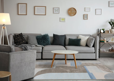 Belle Blue Grey Cream Shape Shifting Rug by Kalora Interiors