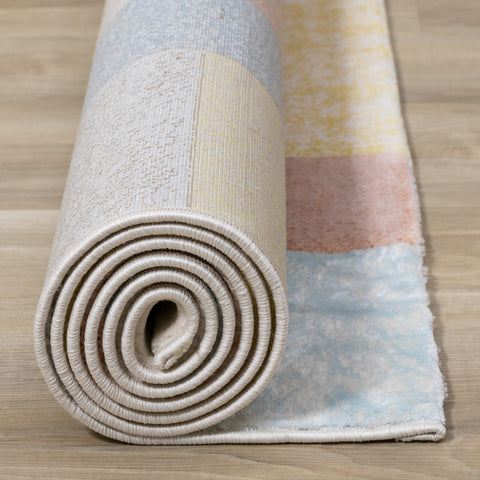 Belle Yellow Orange Blue Colour Blocks Rug by Kalora Interiors