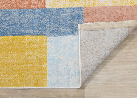 Belle Yellow Orange Blue Colour Blocks Rug by Kalora Interiors
