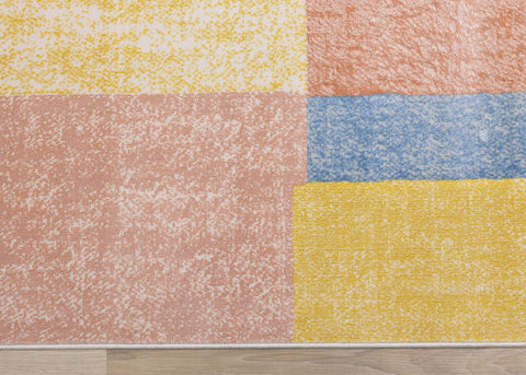 Belle Yellow Orange Blue Colour Blocks Rug by Kalora Interiors