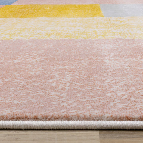 Belle Yellow Orange Blue Colour Blocks Rug by Kalora Interiors