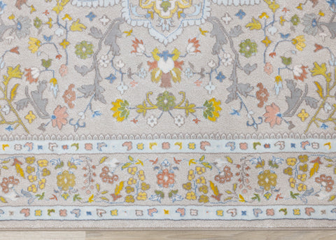 Belle Cream Yellow Blue Classic Border Rug by Kalora Interiors