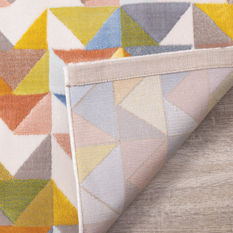 Belle Cream Green Yellow Mosaic Rug by Kalora Interiors