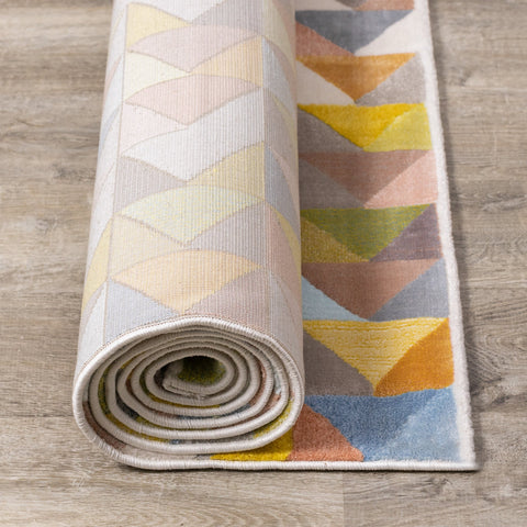 Belle Cream Green Yellow Mosaic Rug by Kalora Interiors