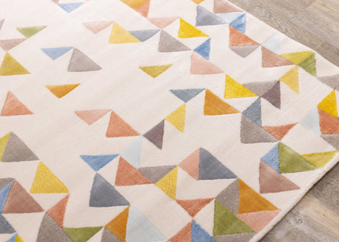 Belle Cream Green Yellow Mosaic Rug by Kalora Interiors