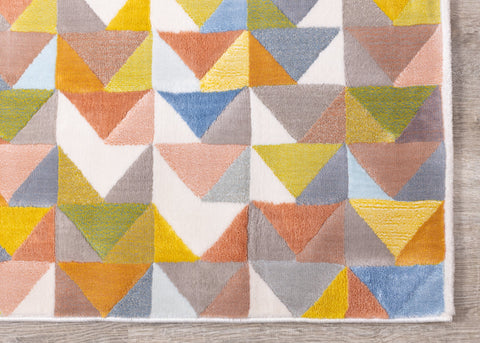 Belle Cream Green Yellow Mosaic Rug by Kalora Interiors