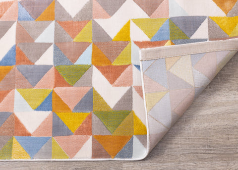 Belle Cream Green Yellow Mosaic Rug by Kalora Interiors