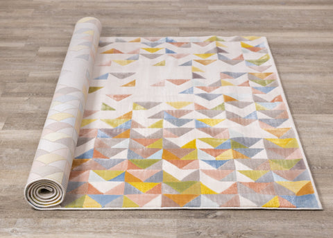 Belle Cream Green Yellow Mosaic Rug by Kalora Interiors