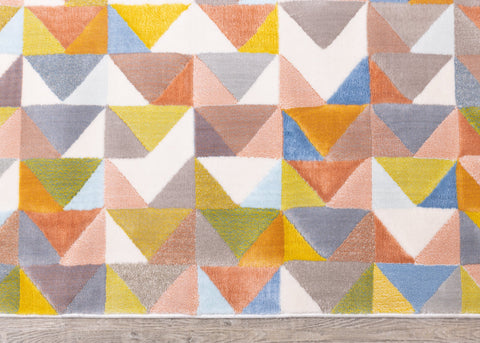 Belle Cream Green Yellow Mosaic Rug by Kalora Interiors