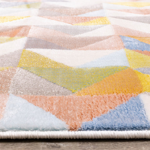 Belle Cream Green Yellow Mosaic Rug by Kalora Interiors