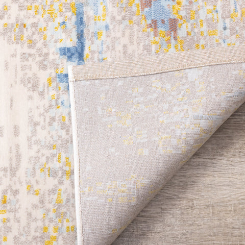 Belle Cream Blue Yellow Brush Strokes Rug by Kalora Interiors