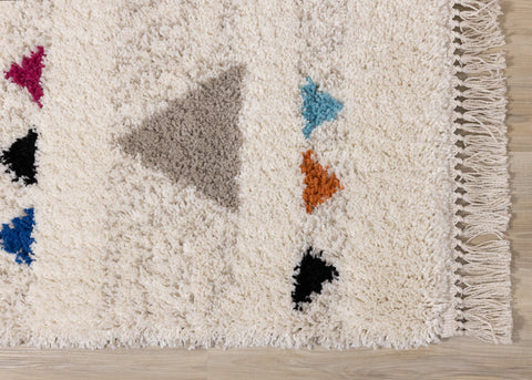 Bora Cream Grey Pink Red Yellow Blue Southwest Shag Rug by Kalora Interiors