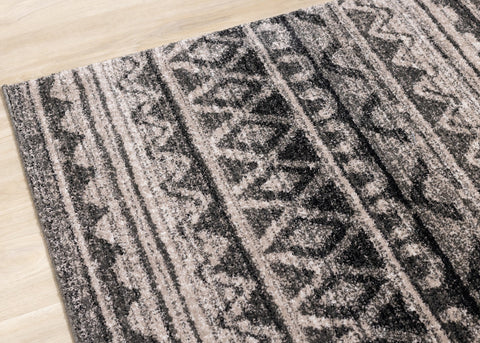 Breeze Brown Black Beige Striped Pattern Rug by Kalora Interiors