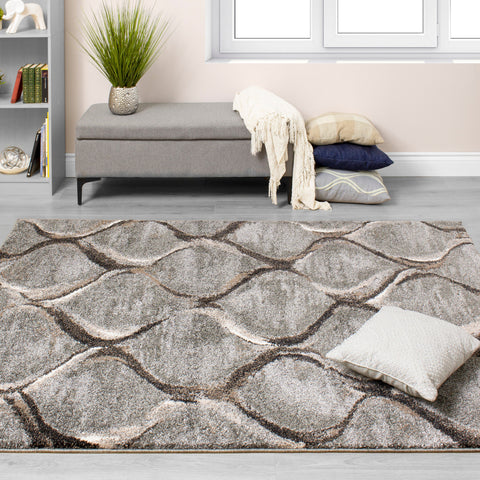 Breeze Grey Brown Ogee Area Rug by Kalora Interiors