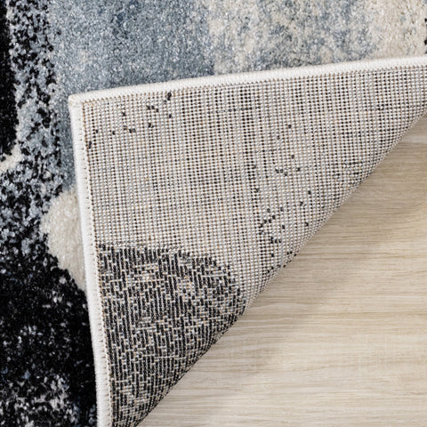 Breeze Cream Blue Grey Uneven Stamps Rug by Kalora Interiors