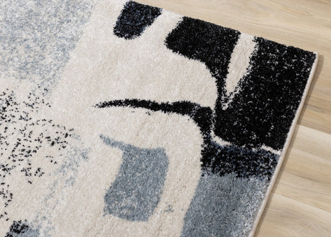 Breeze Cream Blue Grey Uneven Stamps Rug by Kalora Interiors