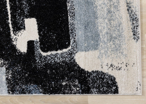 Breeze Cream Blue Grey Uneven Stamps Rug by Kalora Interiors