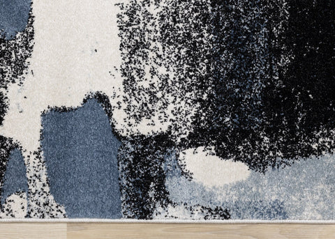 Breeze Cream Blue Grey Uneven Stamps Rug by Kalora Interiors