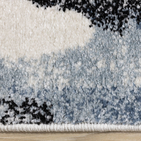 Breeze Cream Blue Grey Uneven Stamps Rug by Kalora Interiors