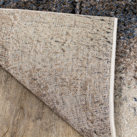 Breeze Cream Blue Brown Urban Rift Rug by Kalora Interiors