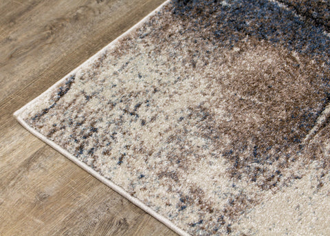 Breeze Cream Blue Brown Urban Rift Rug by Kalora Interiors
