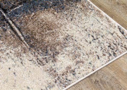 Breeze Cream Blue Brown Urban Rift Rug by Kalora Interiors